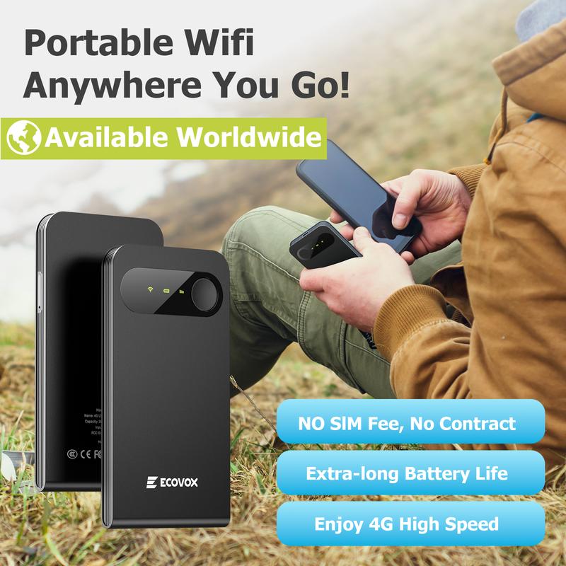 4G LTE Mobile WiFi Hotspot, No SIM or Contract, Connect up to 9 Devices, Portable Travel Internet