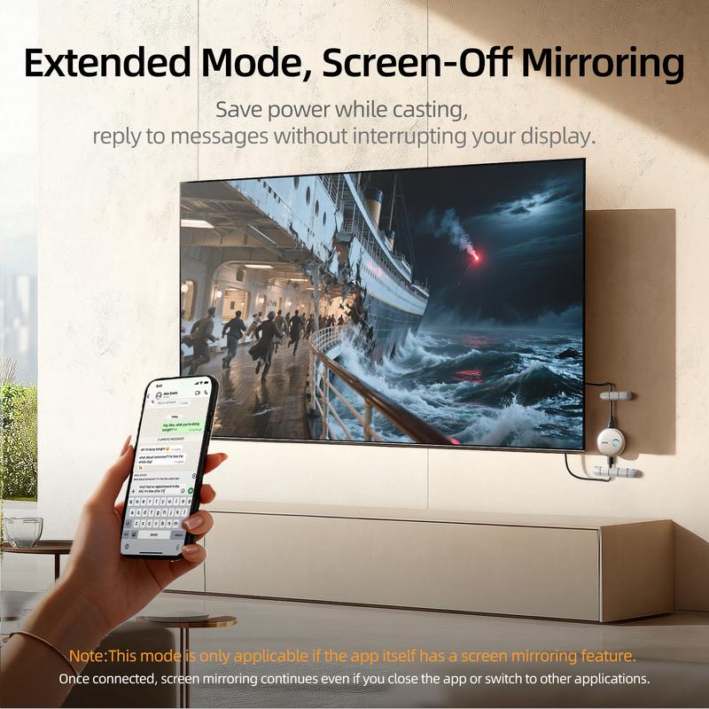 Wireless HDMI Transmitter & Receiver, Plug & Play HDMI Extender for Laptop, Phone to TV & Projector