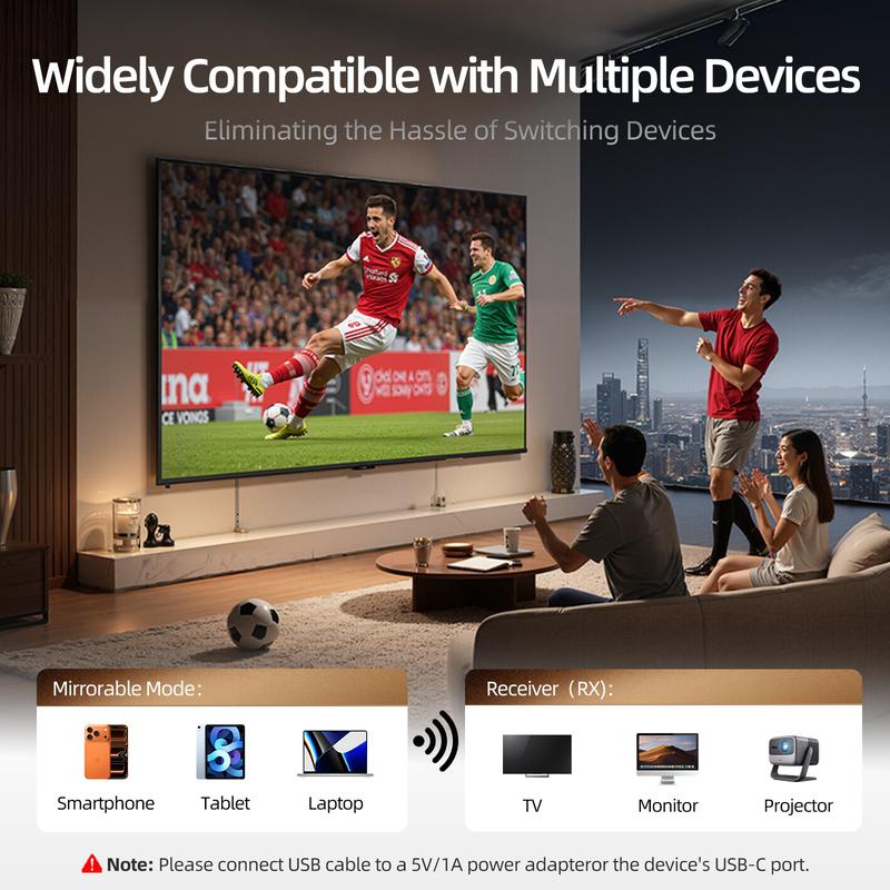 Wireless HDMI Transmitter & Receiver, Plug & Play HDMI Extender for Laptop, Phone to TV & Projector