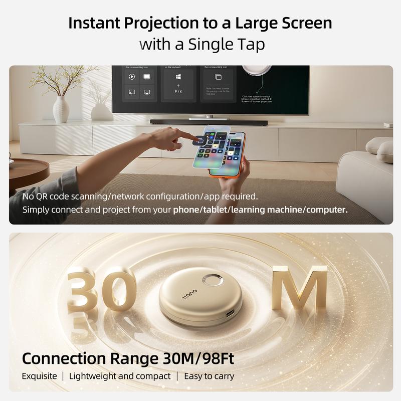 Wireless HDMI Transmitter & Receiver, Plug & Play HDMI Extender for Laptop, Phone to TV & Projector