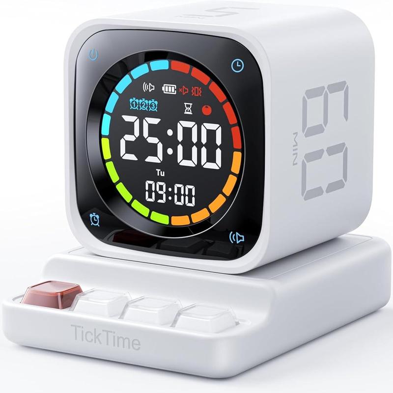 Productivity Timer Cube, Pomodoro Clock with Presets, Silent Vibration & Sound Alerts for Study
