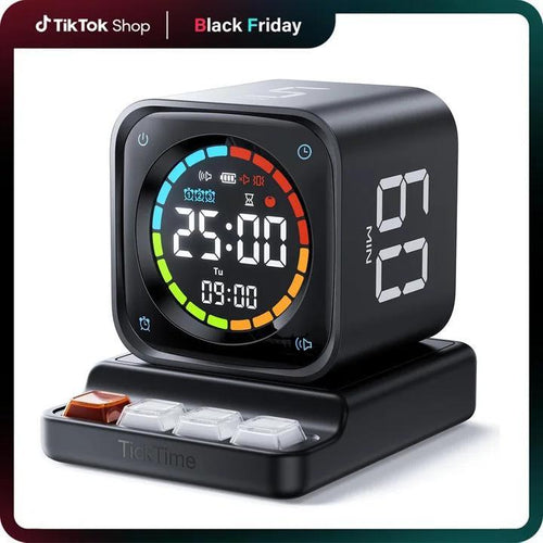 Productivity Timer Cube, Pomodoro Clock with Presets, Silent Vibration & Sound Alerts for Study