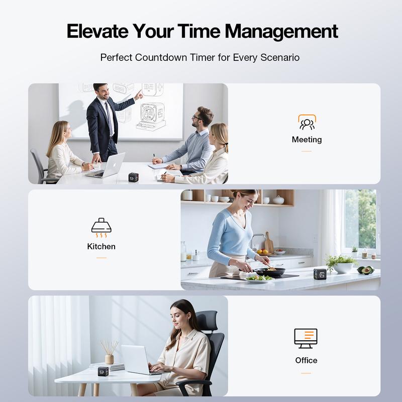 Productivity Timer Cube, Pomodoro Clock with Presets, Silent Vibration & Sound Alerts for Study