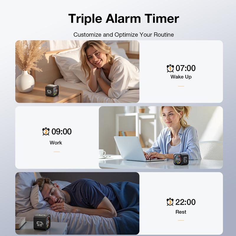 Productivity Timer Cube, Pomodoro Clock with Presets, Silent Vibration & Sound Alerts for Study