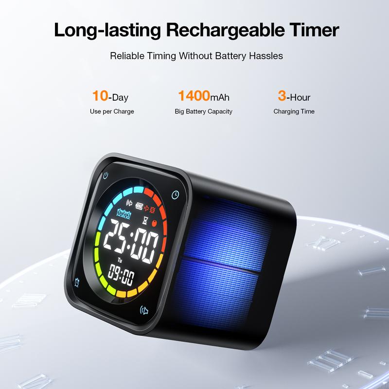 Productivity Timer Cube, Pomodoro Clock with Presets, Silent Vibration & Sound Alerts for Study